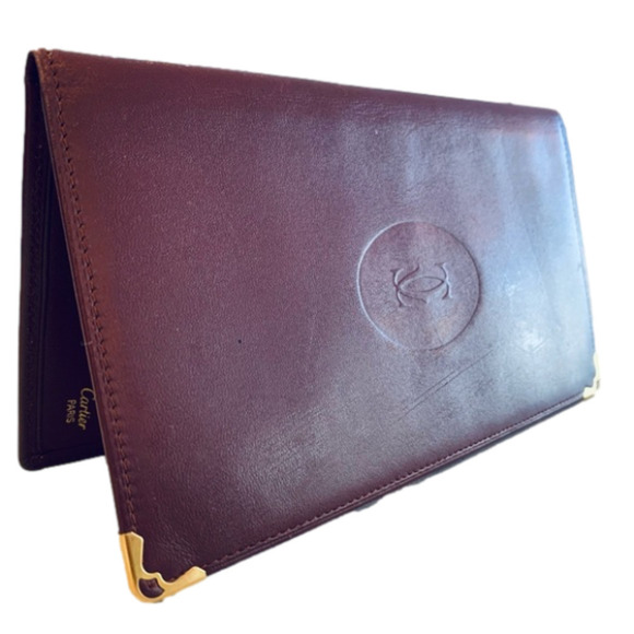 𝅺cartier Long Leather Check Register Wallet